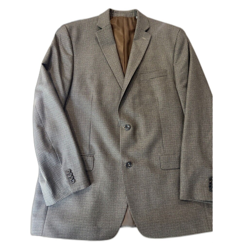 Men’s Michael Kors 4-Button Blazer – Brown/Gray Micro Check – Size 44L